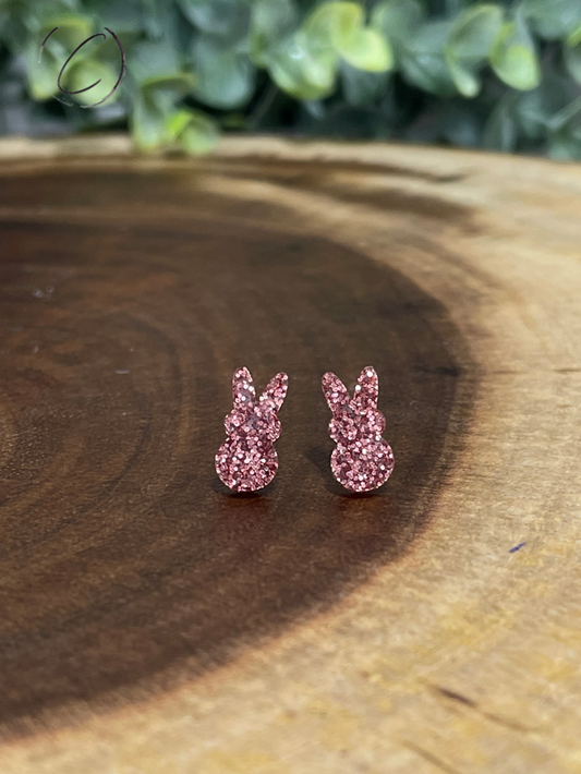 Peeps Rose Gold Glitter Stud Earrings