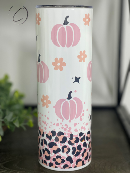 Pink Leopard Pumpkins 20oz Skinny Tumbler