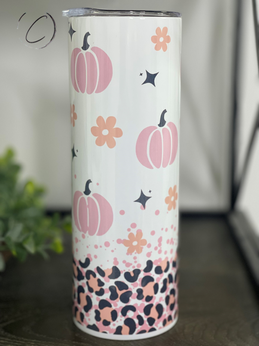 Pink Leopard Pumpkins 20oz Skinny Tumbler