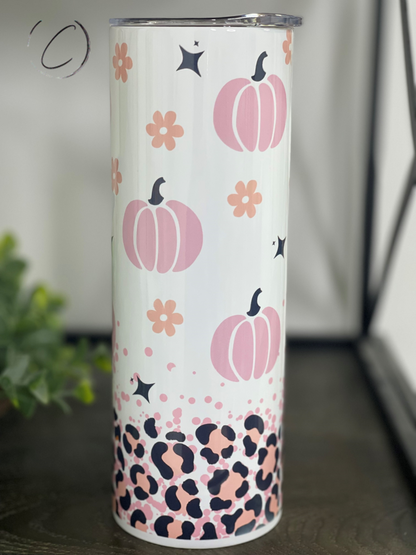 Pink Leopard Pumpkins 20oz Skinny Tumbler