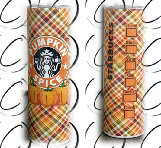 Pumpkin Spice Starbucks 20oz Skinny Tumbler