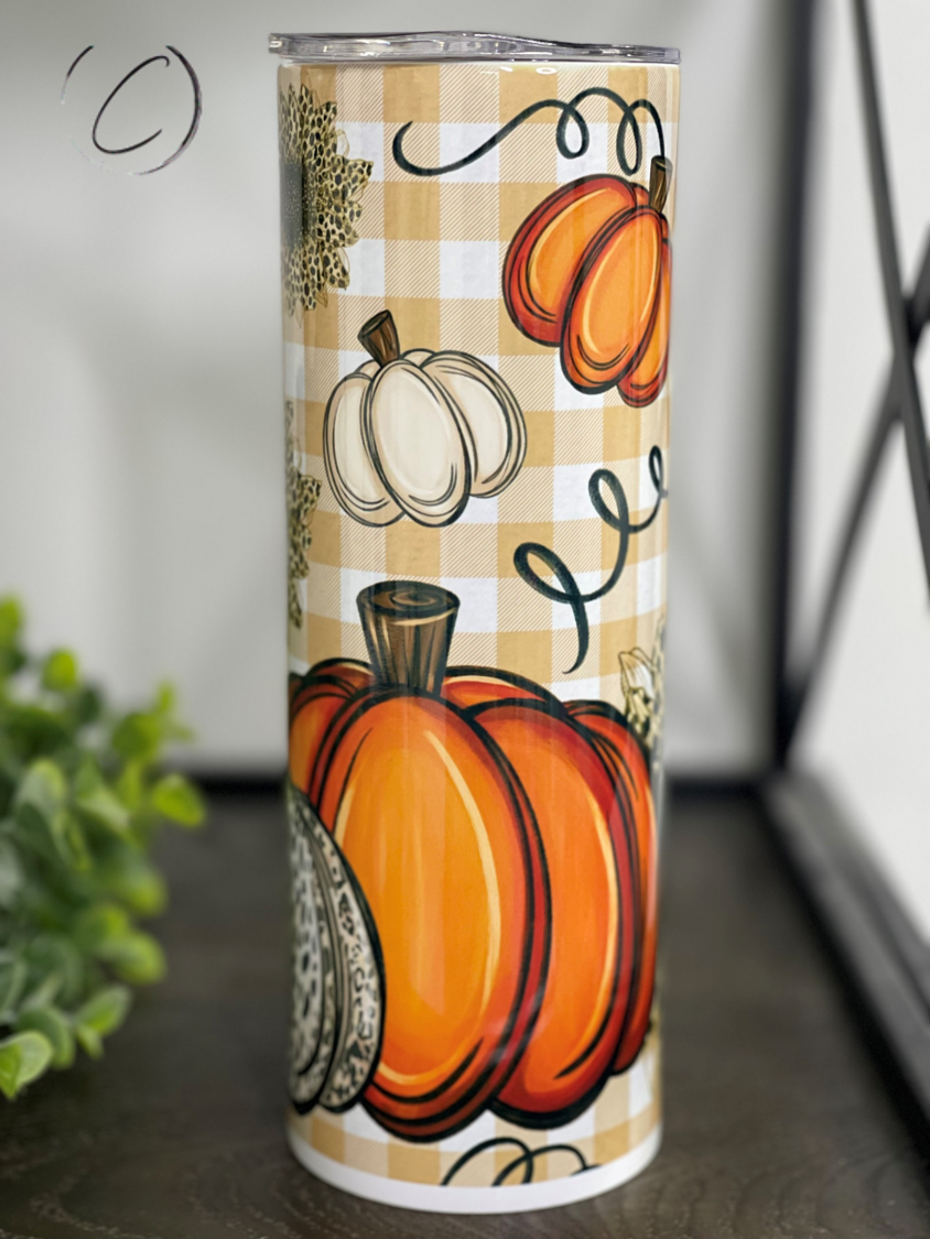 Pumpkin & Plaid 20oz Skinny Tumbler