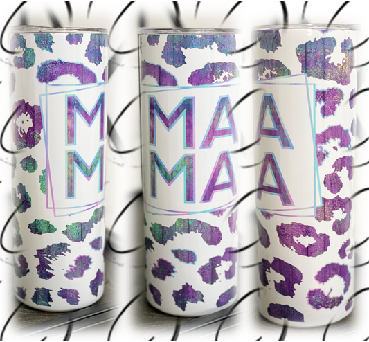 Purple Leopard Mama 20oz Skinny Tumbler