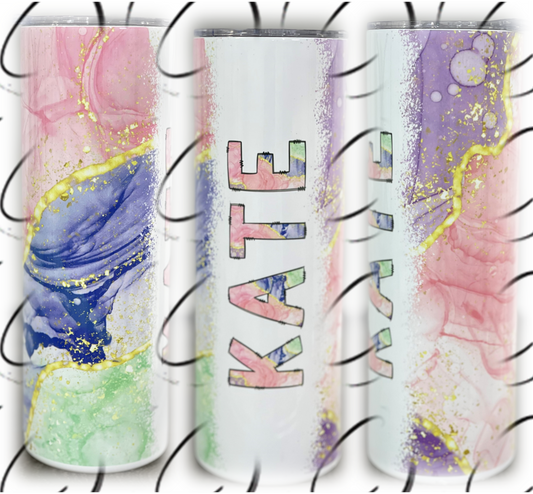 Rainbow Agate Custom Name 20oz Skinny Tumbler