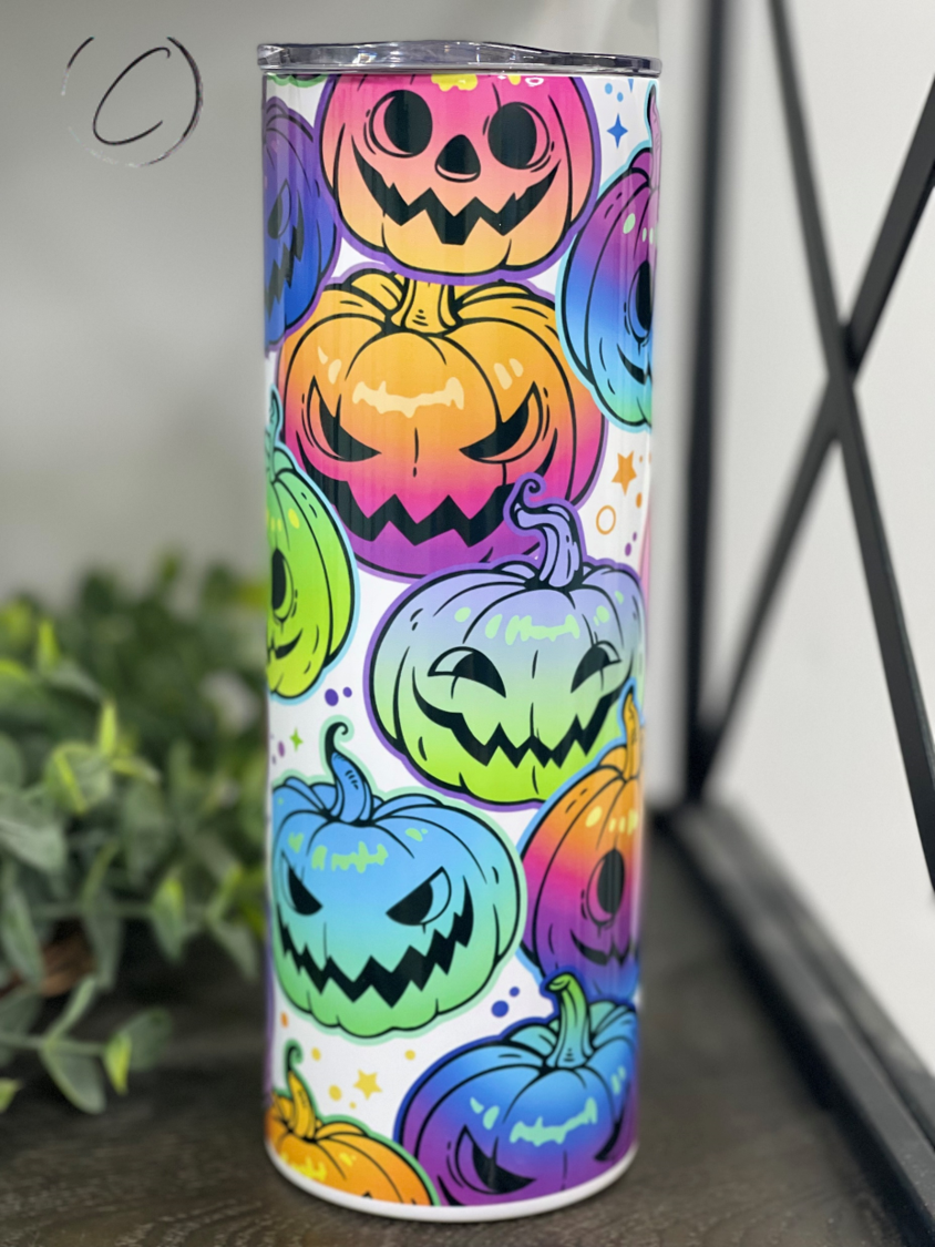 Rainbow Jack-o'-lanterns 20oz Skinny Tumbler