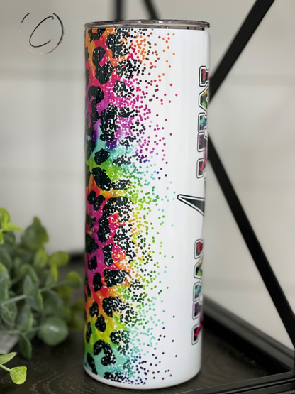 Rainbow Leopard Mama Rocks 20oz Skinny Tumbler