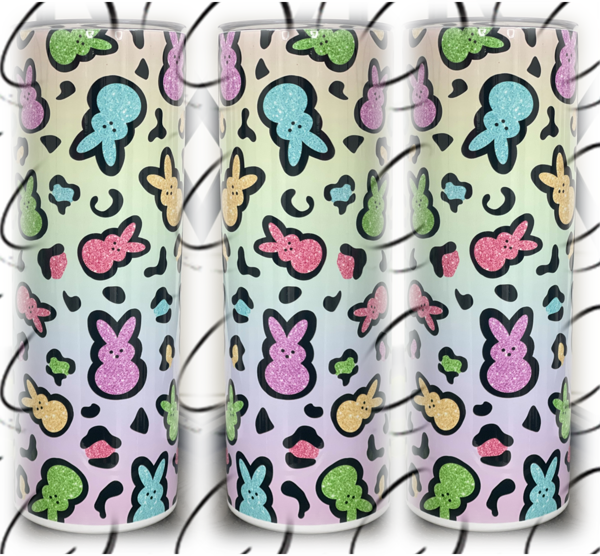 Rainbow Leopard Peeps 20oz Skinny Tumbler