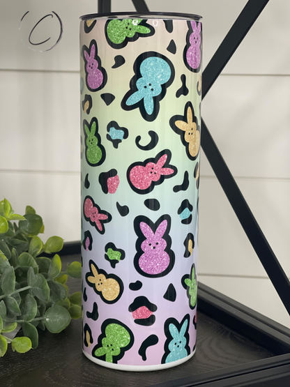 Rainbow Leopard Peeps 20oz Skinny Tumbler