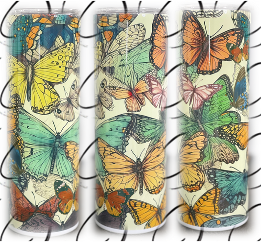 Retro Butterflies 20oz Skinny Tumbler