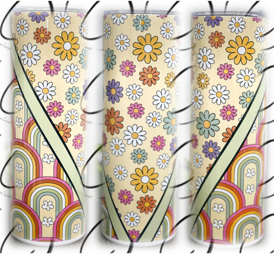 Retro Wildflower Rainbows 20oz Skinny Tumbler