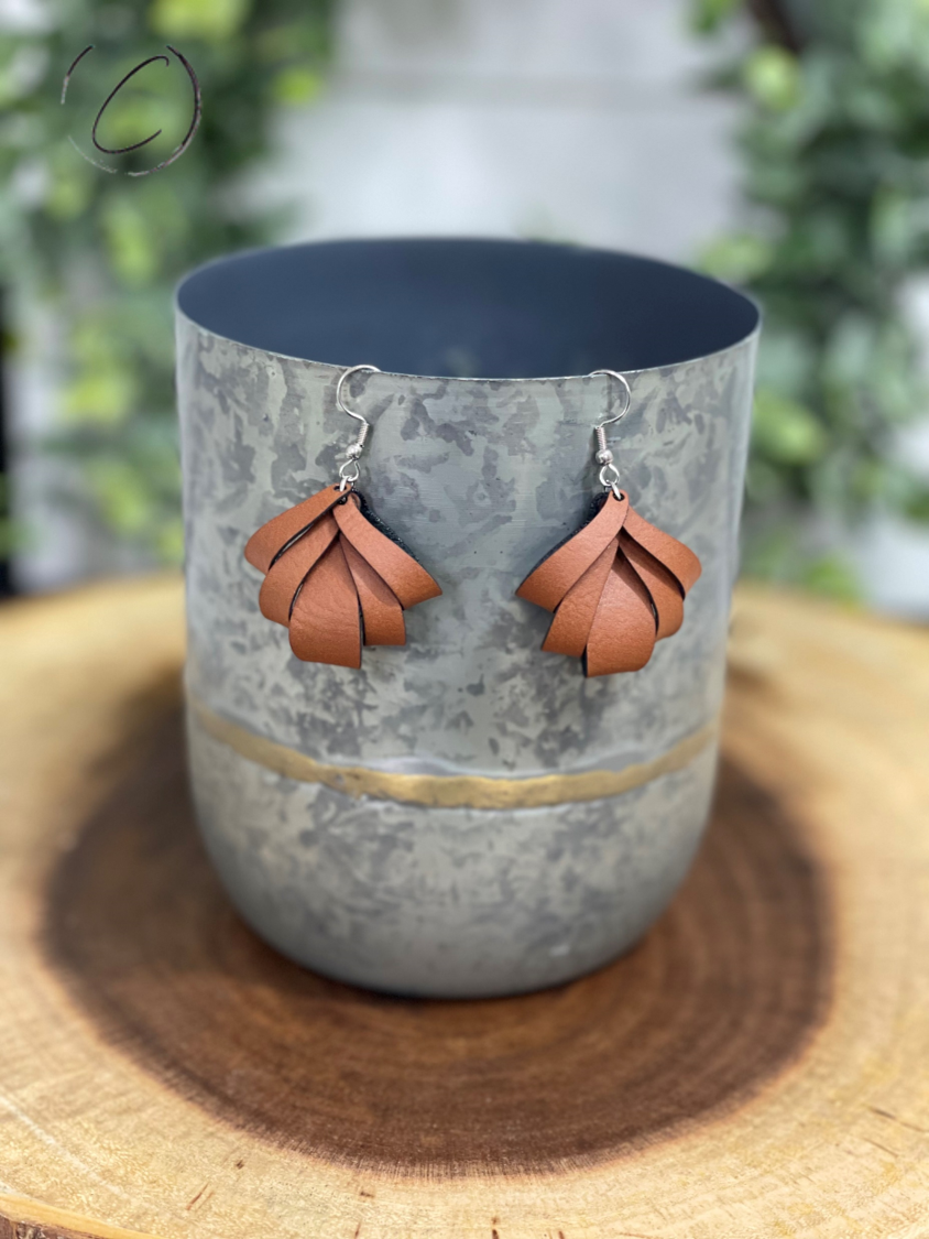 Reversed Layered Bell Chestnut Dangle Earrings