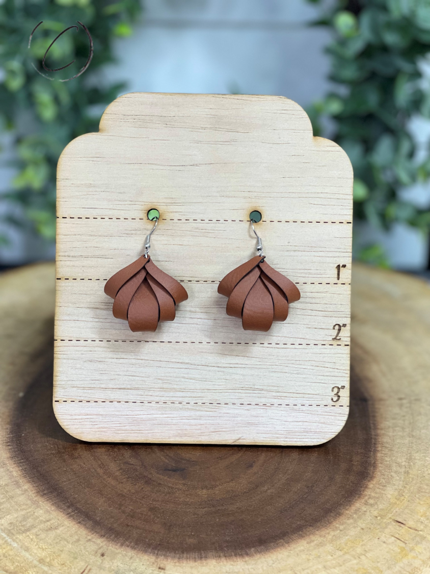 Reversed Layered Bell Chestnut Dangle Earrings