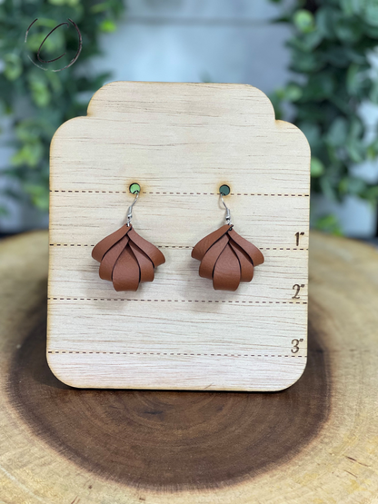 Reversed Layered Bell Chestnut Dangle Earrings