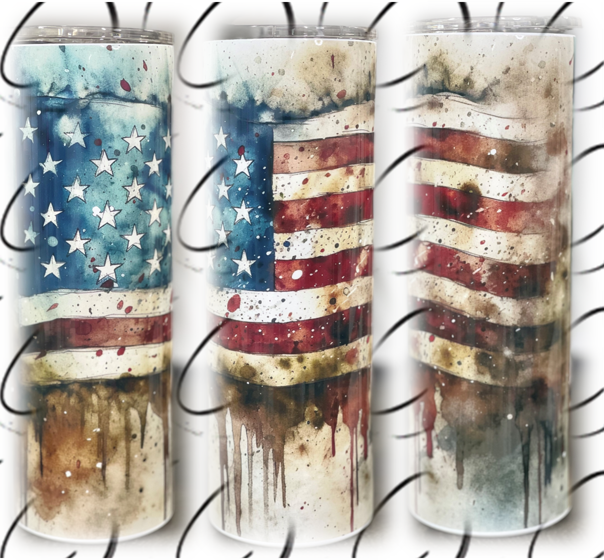 Rustic American Flag 20oz Skinny Tumbler