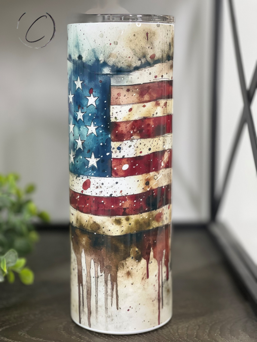 Rustic American Flag 20oz Skinny Tumbler