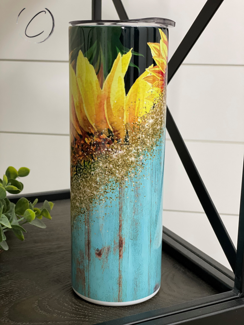 Rustic Sunflower 20oz Skinny Tumbler