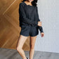 Set Process Mineral Wash Waffle Knit Set in Black