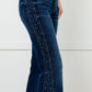 Shannon Mid Rise Rhinestone Detail Flare Jeans