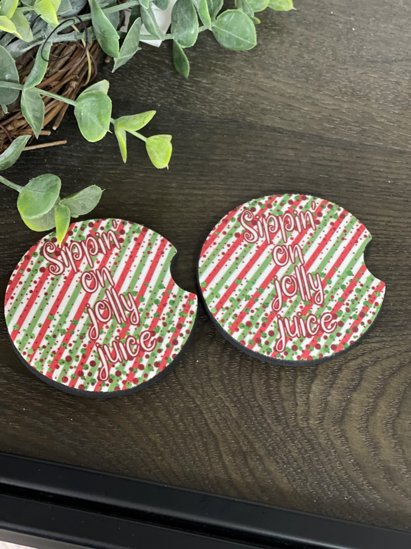 Sippin' On Jolly Juice Neoprene Car Coaster Set