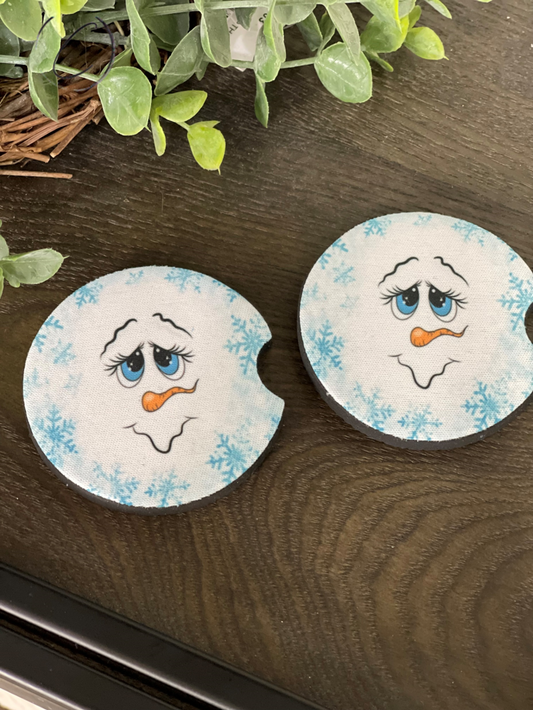 Snowflake Snowman Neoprene Car Coaster Set