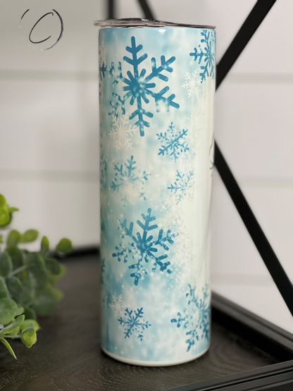 Snowflake Snowman 20oz UV Blue Skinny Tumbler