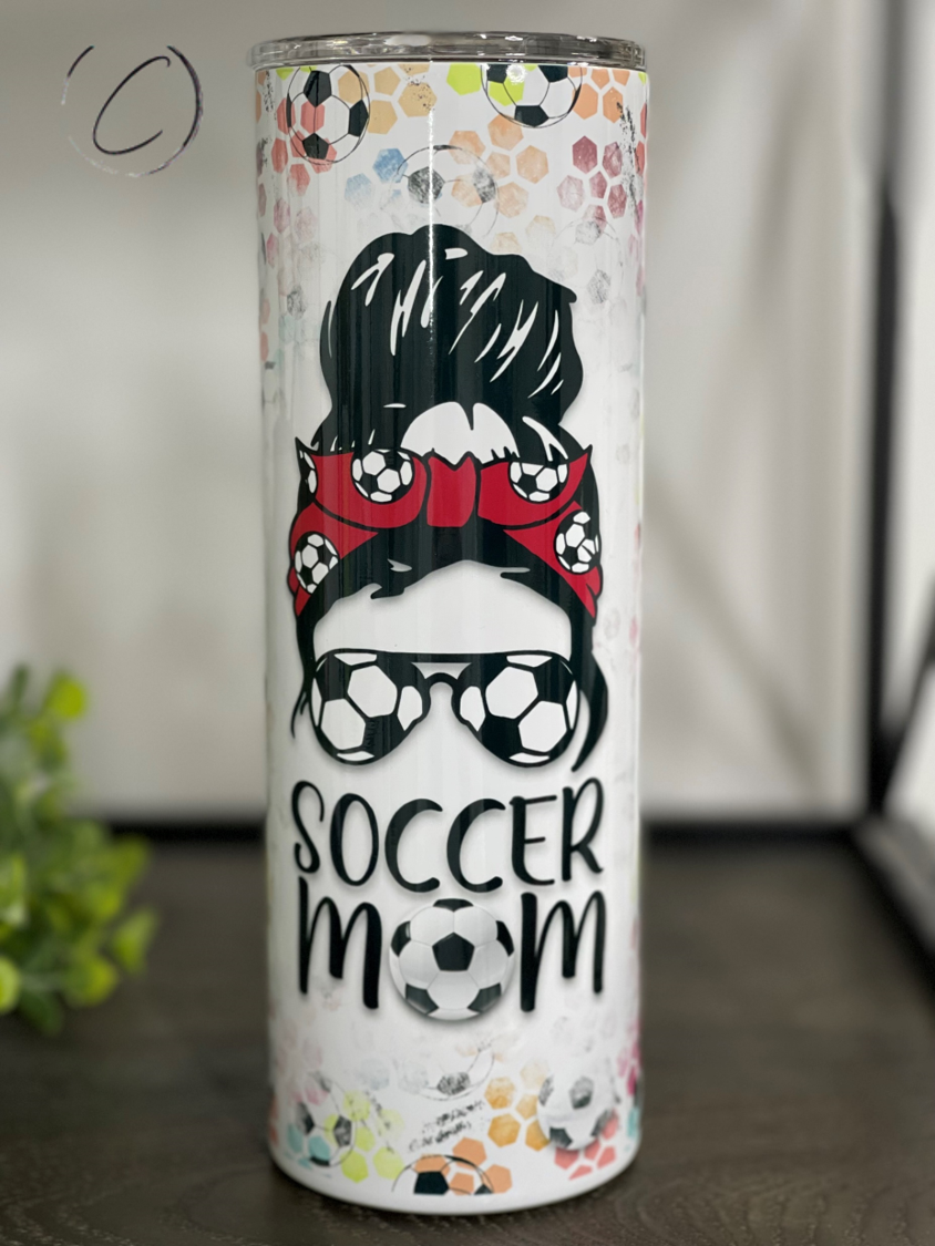 Soccer Mom Messy Bun 20oz Skinny Tumbler