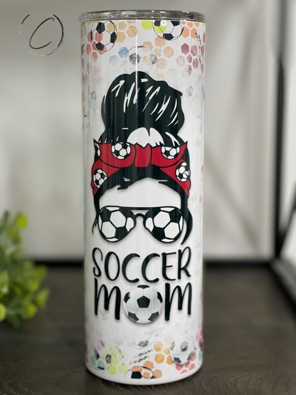 Soccer Mom Messy Bun 20oz Skinny Tumbler