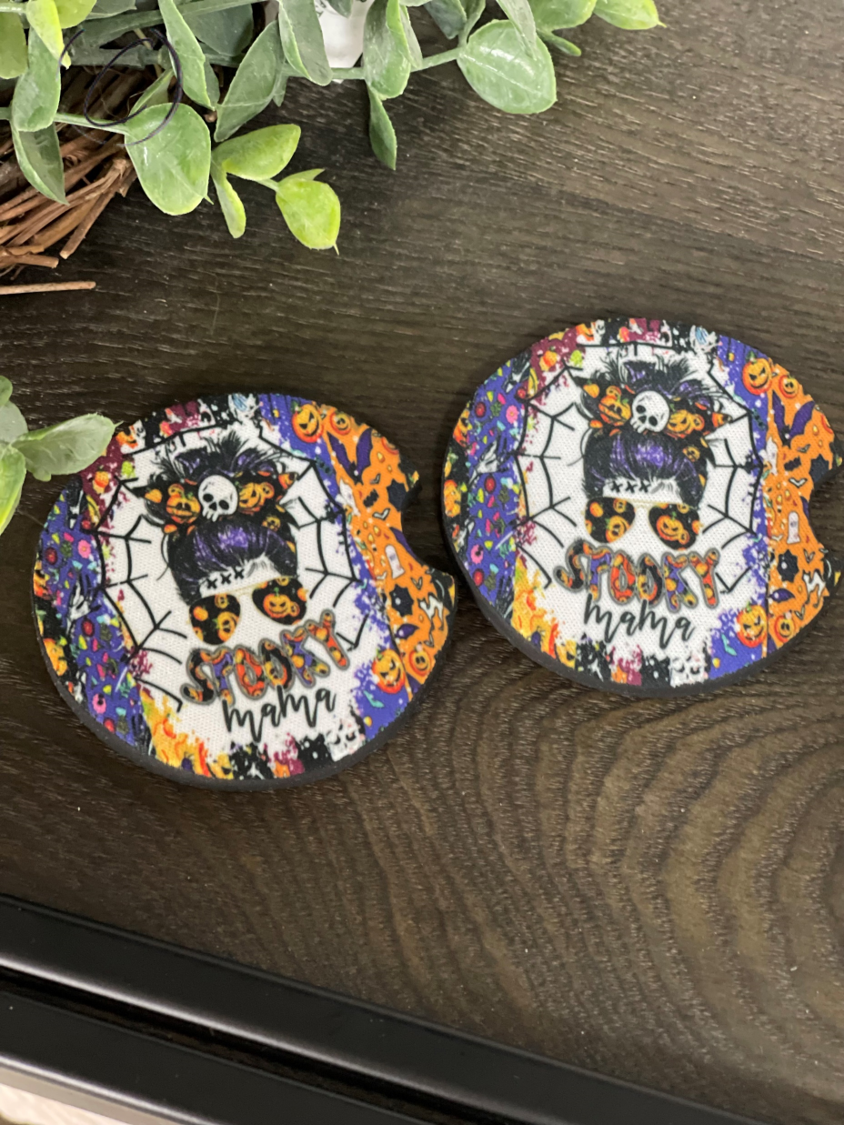 Spooky Mama Neoprene Car Coaster Set