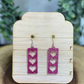 Stacked Hearts Pink Glitter Dangle Earrings