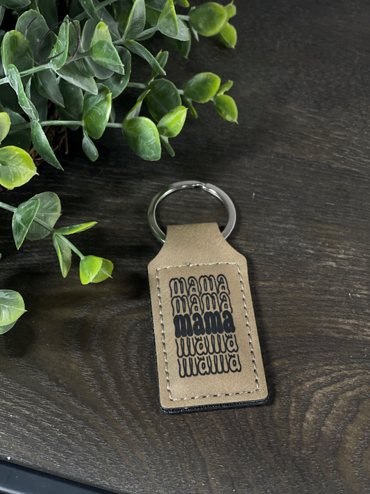 Stacked Mama Leather Keychain