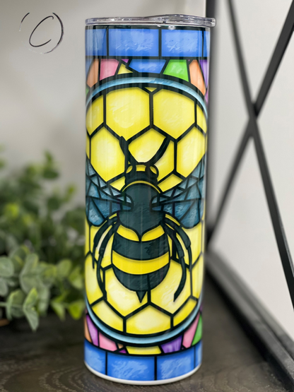 Stained Glass Bee 20oz Skinny Tumbler