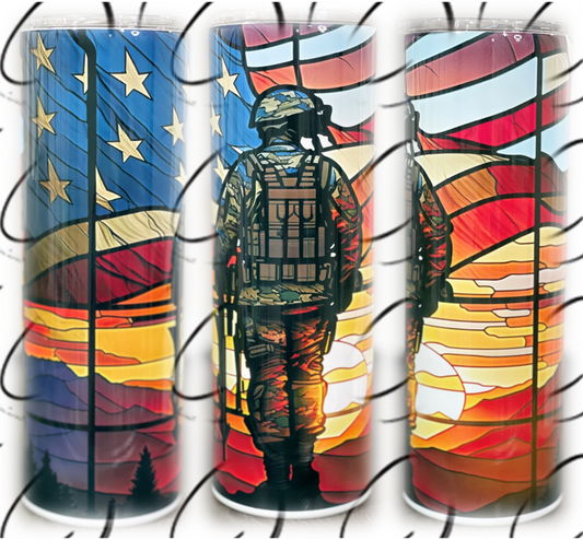 Stained Glass Soldier 20oz Skinny Tumbler