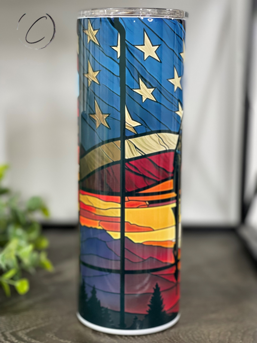 Stained Glass Soldier 20oz Skinny Tumbler