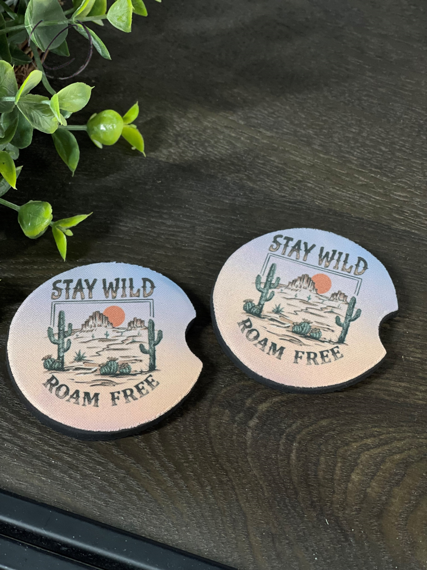 Stay Wild, Roam Free Car Coaster Set