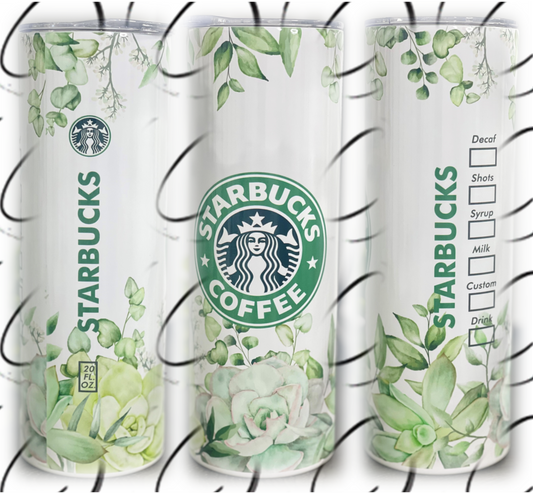 Succulent Starbucks 20oz Skinny Tumbler