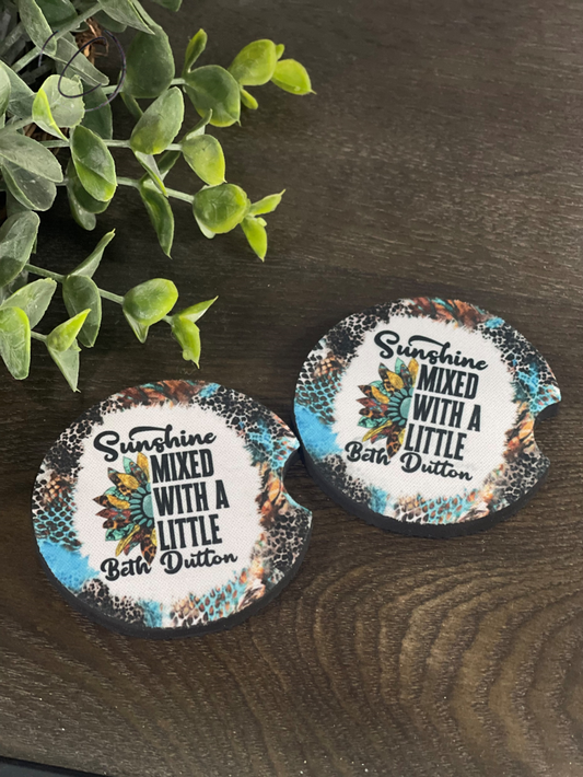 Sunshine Mixed With Beth Dutton Car Coaster Set