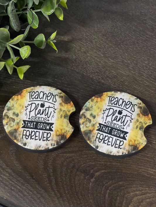 Teachers Plant Seeds Car Coaster Set