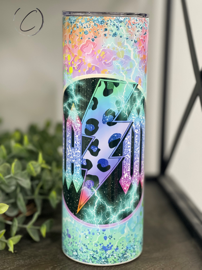 Teal Leopard Mama Rocks 20oz Skinny Tumbler