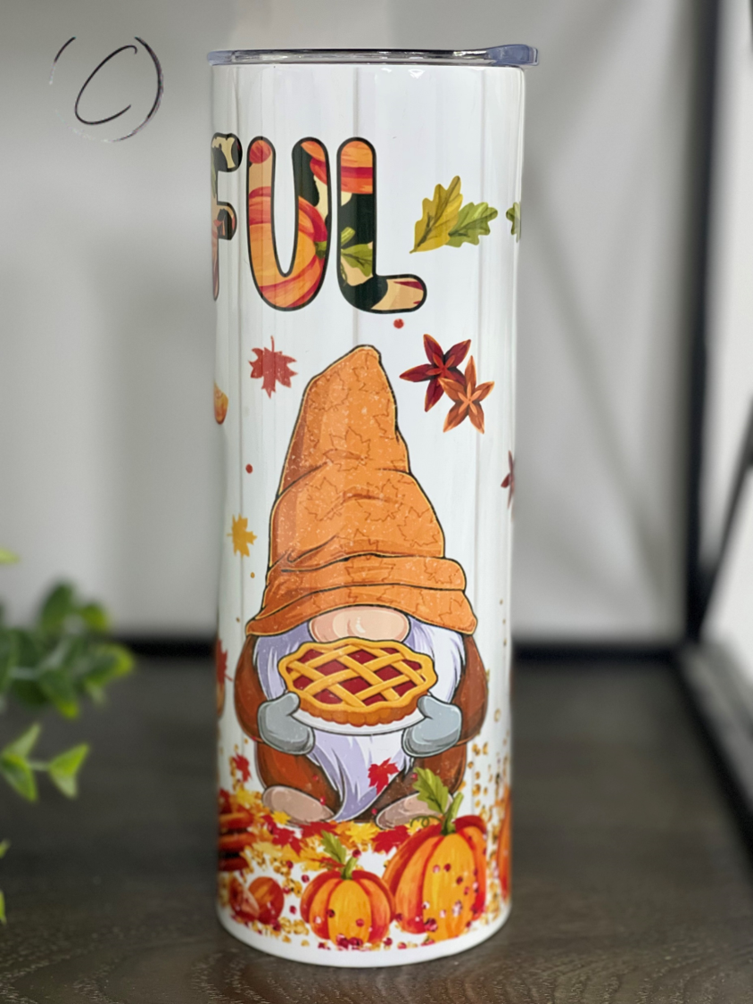 Thankful Gnomes 20oz Skinny Tumbler