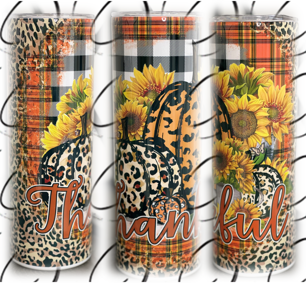 Thankful Pumpkin & Plaid 20oz Skinny Tumbler