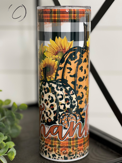 Thankful Pumpkin & Plaid 20oz Skinny Tumbler