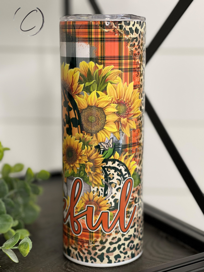 Thankful Pumpkin & Plaid 20oz Skinny Tumbler