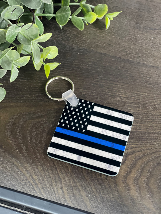 Thin Blue Line Keychain