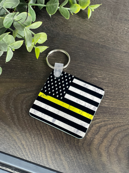 Thin Yellow Line Keychain