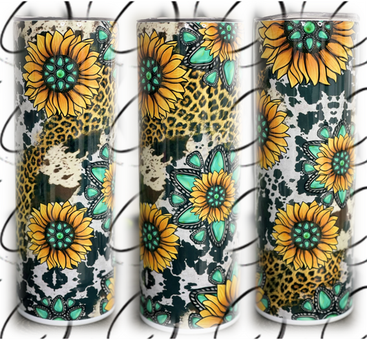 Turquoise Sunflower 20oz Skinny Tumbler