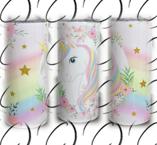 Unicorn Rainbow 15oz Kids Skinny Tumbler