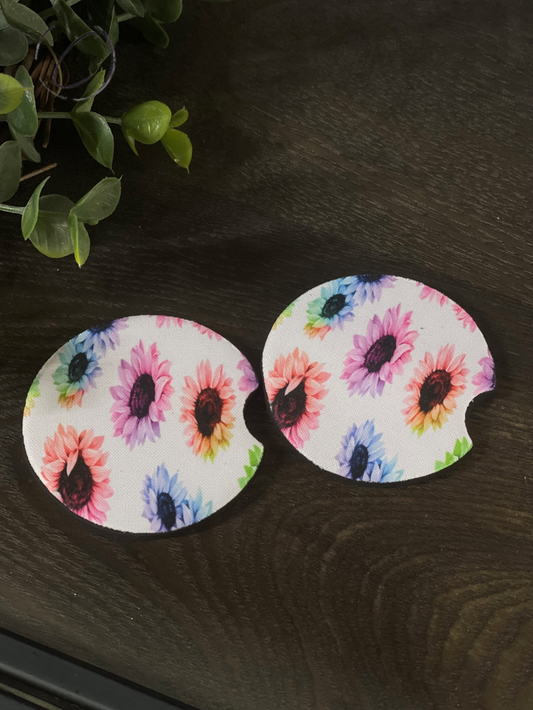 Vibrant Sunflowers Car Coaster Set