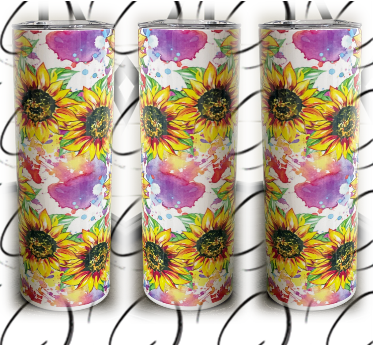 Water Color Sunflowers 20oz Skinny Tumbler