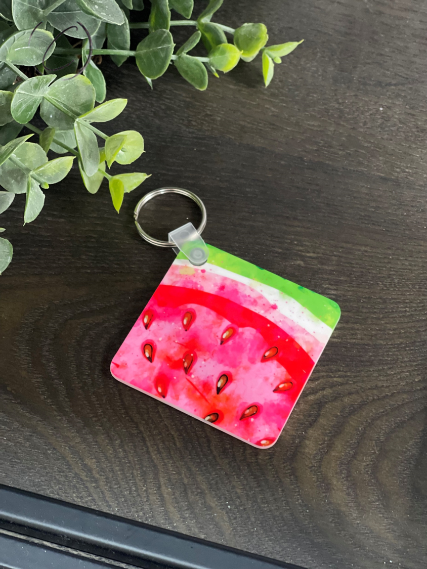 Water Color Watermelon Keychain