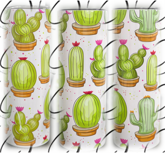 Watercolor Cacti 20oz Skinny Tumbler